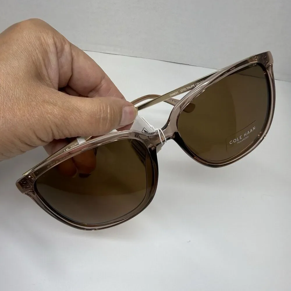 Cole Haan CH9031 57mm Polarized Square Sunglasses In Taupe Crystal New